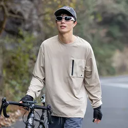 Men Mountain Outdoor Riding Running Reflective Strip Quick Dry Glue Sport Long Sleeve T-shirt Women Loose T Shirt Cityboy Tshirt