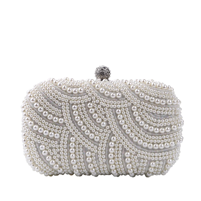 Retro Style Luxurious Designer Dinner Bag Pearl Fashionable Practicaldecoration Women Handbag Party Wave Shape Evening Bag