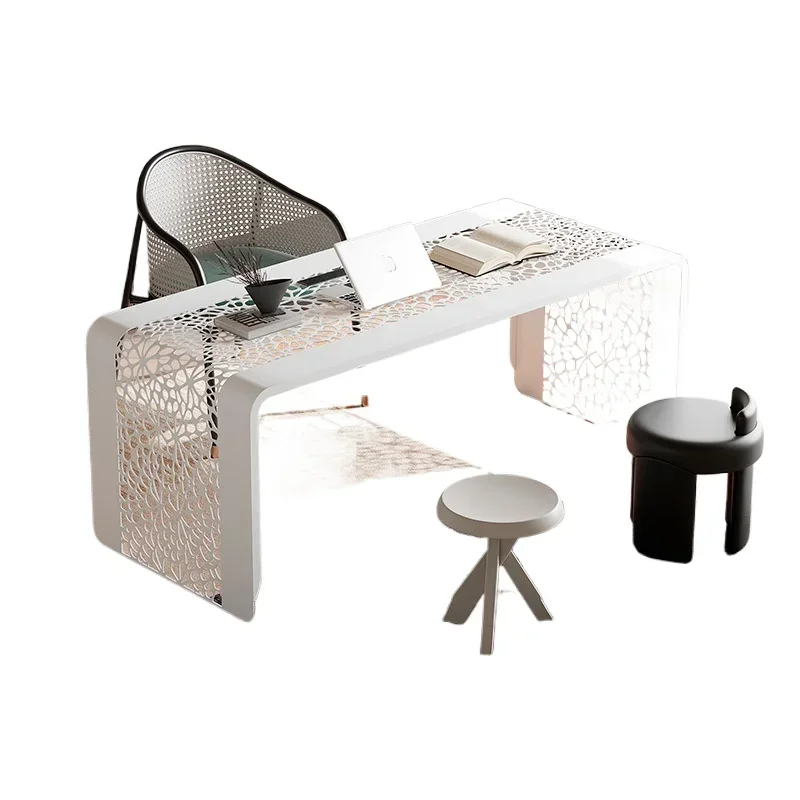 Modern light luxury designer restaurant dining table computer tea outdoor anti-rust rectangular table desk