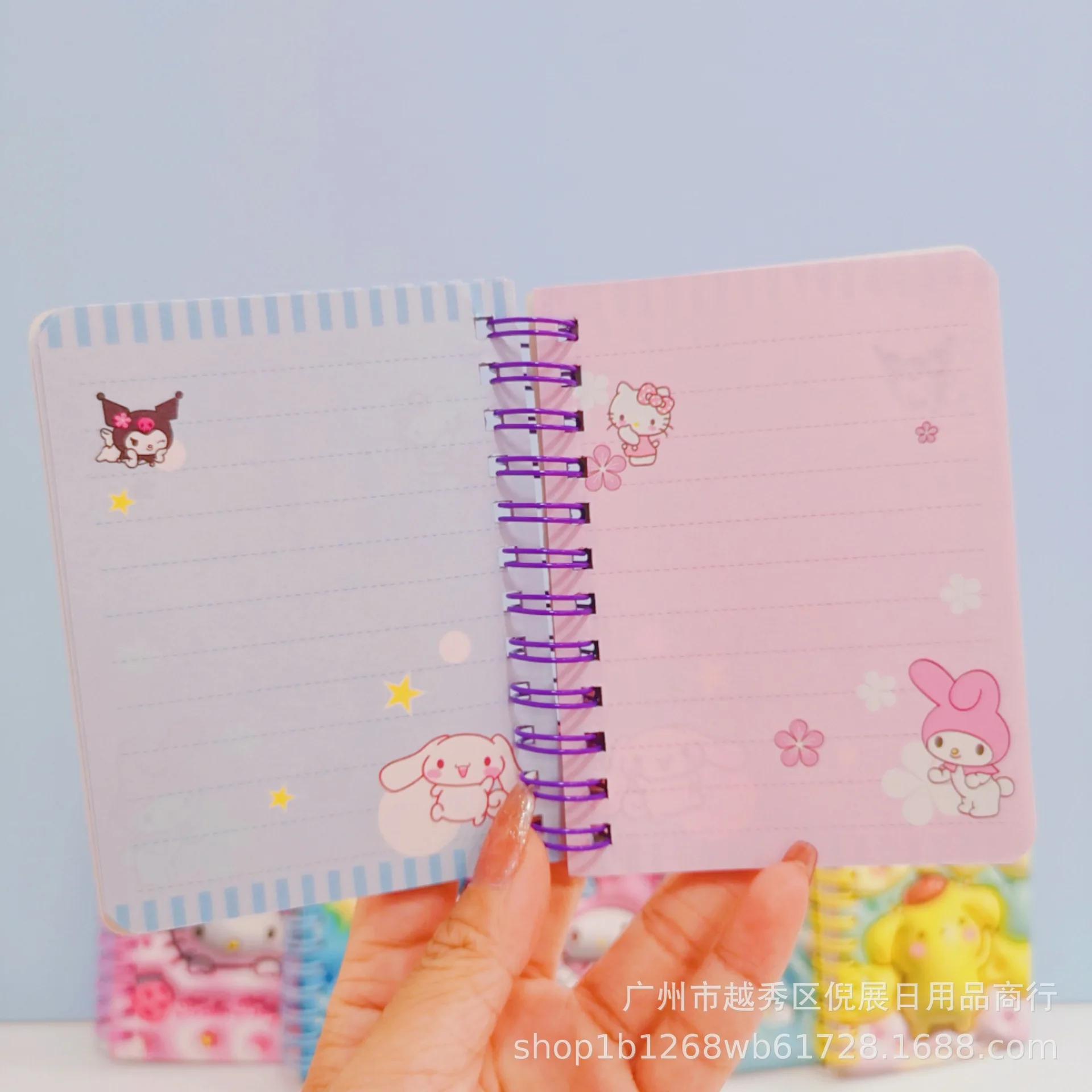 24pcs Cartoon Sanrio Coil Book Kuromi My Melody Cute Notebook Portable Notepad Mini Hand Account Book Stationery Wholesale