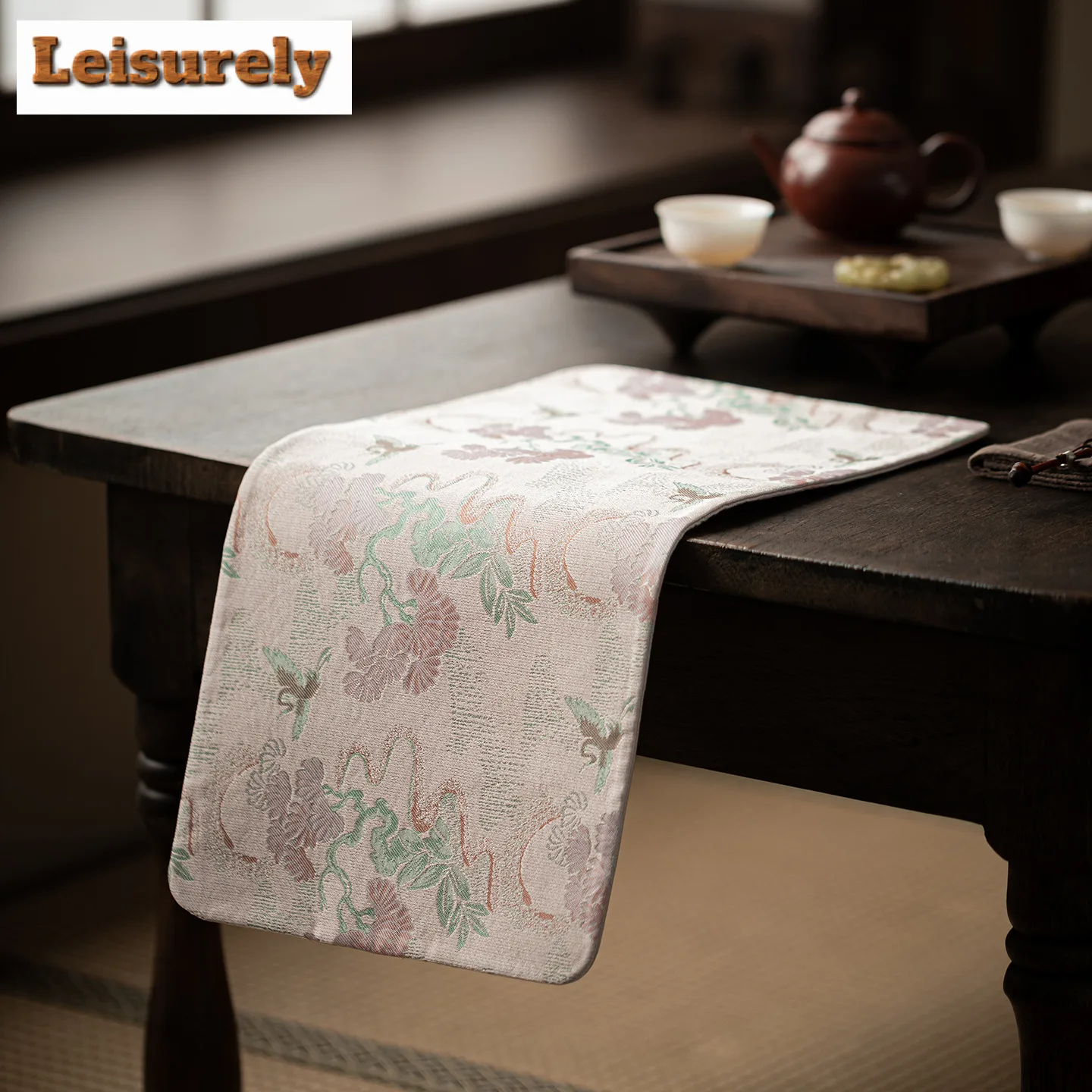 الصينية كرين الوردي Xiangyun الحرير سحابة طاولة شاي الحصير بوتيك شرب كوستر المنزلية عشاء مفرش طاولة حصيرة Teaware الحلي #4