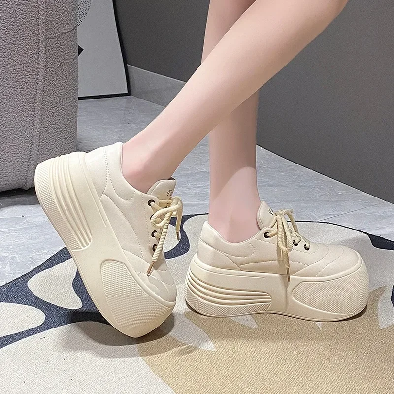 7CM High Platform Women Flats Summer Spring Autumn Fashion Round Toe Leather Casual Loafers Female Outdoor Daily Slip-on Shoes image 2