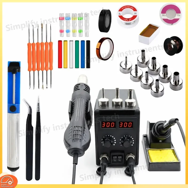 8586D Soldering Station 2 in 1 750W Hot Air Gun with LCD Dual Digital Display Soldering Iron for SMD Welding Rework