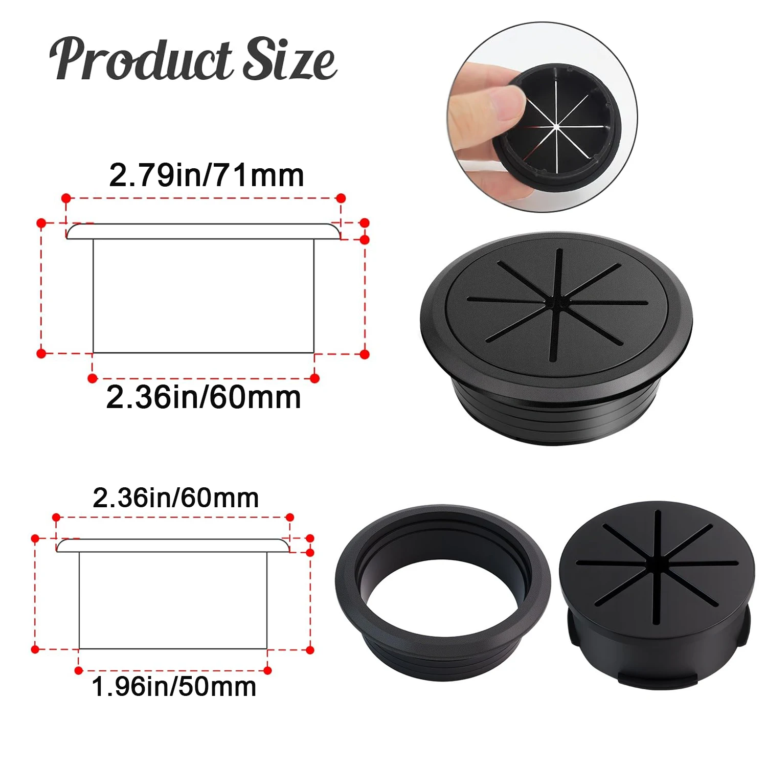 1pcs Able Grommet 50/60mm Desk Table Wire Organizer Hole Cover with Threading Box Office Cord Pass through Port for Neat Cabling