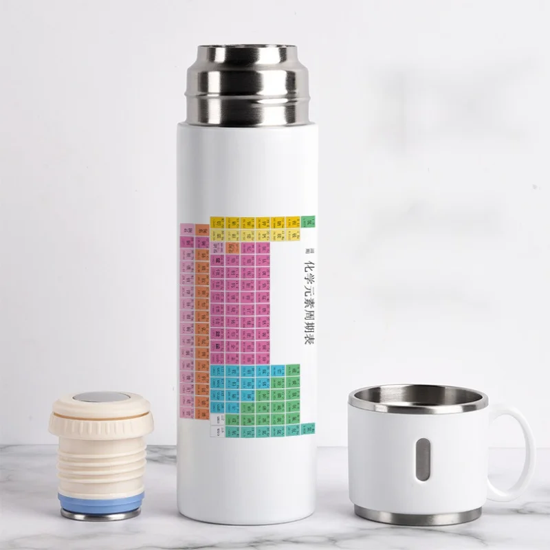 500ML Creative Couple Cup Lid Drinkable Sailor Outdoor Drinking Glass Periodic Table Of Elements Thermos Cup Student Gifts