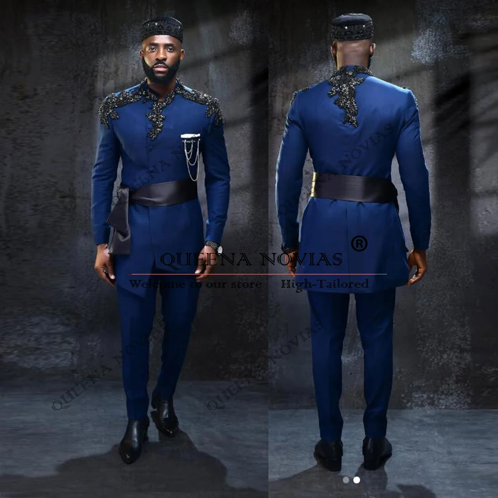 

Luxury Suits Men Slim Fit Italian Designer Beaded Stones Dresses Man Formal Occasion Groom Wedding Tuxedos Customized Blazers