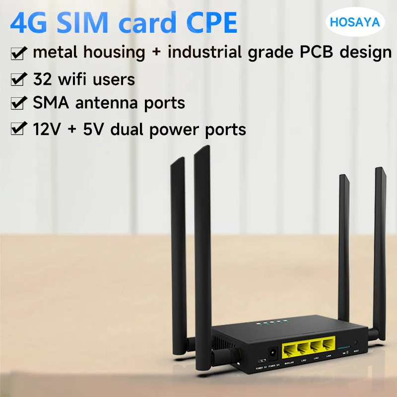 

GC111 4G LTE WiFi Router CAT4 iron housing Industrial CPE strong signal Suport 32 Wifi users Sim Card modem