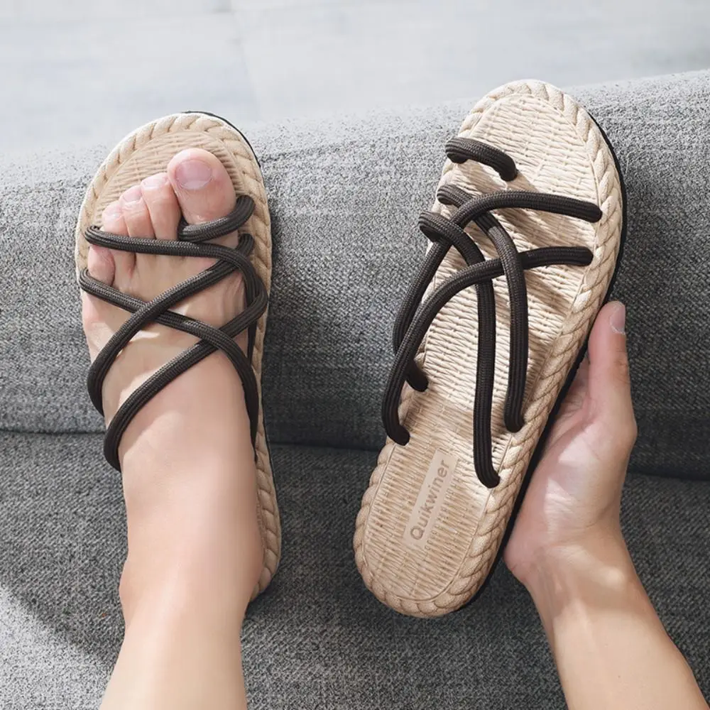 

Модная верхняя одежда из ЭВА, индивидуальные мягкие мужские шлепанцы, обувь, пляжная одежда, плетеные веревочные тапочки на плоской подошве, пляжные тапочки