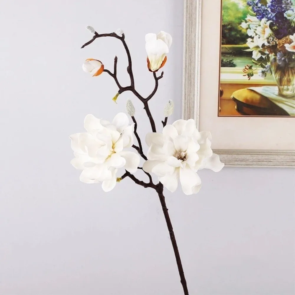 

Real Touch Artificial Magnolia Flower Handmade Realistic Faux Magnolia Branch EVA Artificial Orchid Flowers Dining Table Decor