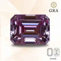 Moissanite Sakura Pink Color Emerald Cut Gemstone Lab Grown Diamond  Charms Jewelry Making Materials with GRA Certificate