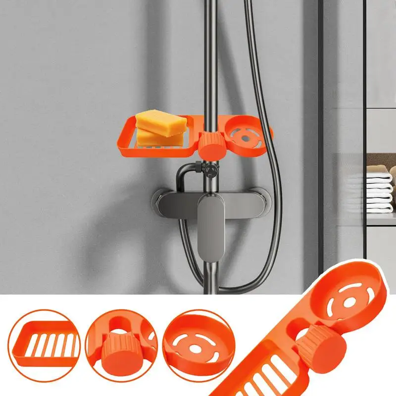 Estante de almacenamiento para ducha colgante, bandeja doble sin perforaciones, diseño para almacenar jabón, champú, Etc., suministros de baño, 1 Uds.