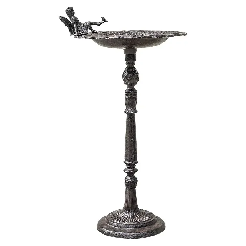 FY Bird Feeder Cast Iron Vintage Style Outdoor Garden Decoration for Bird Lovers Handcrafted Metal Hanging Feeder Large