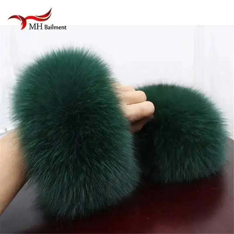 High Quality Fox Fur Cuffs Hot Sale Wrist Warmer Genuine Fox Fur Cuff Arm Warmer Lady Bracelet Real Fur Wristband Glove X#1