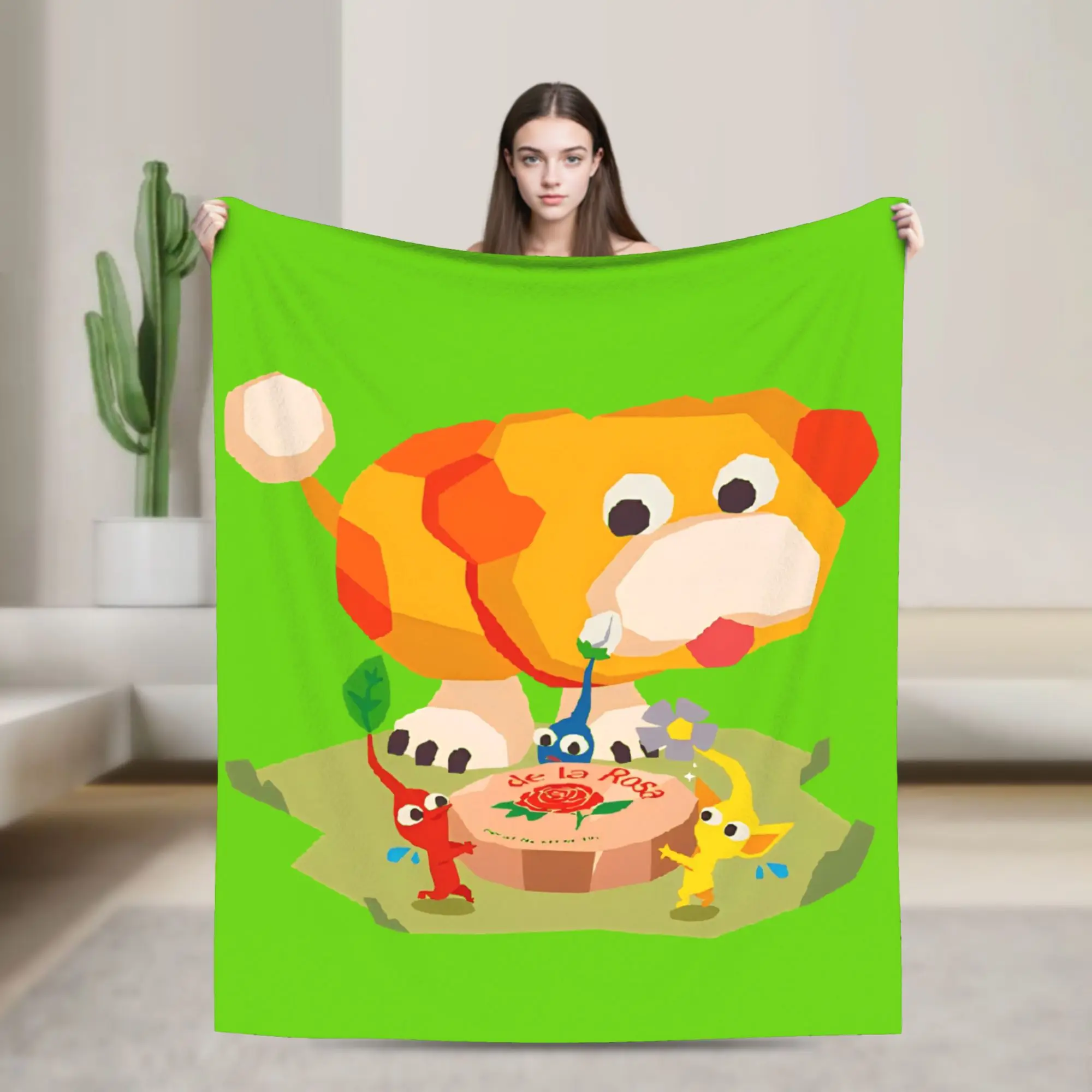 Pikmins 4  Knitted Blanket Flannel  Lightweight Throw Blanket for Airplane Travel Bed Rug
