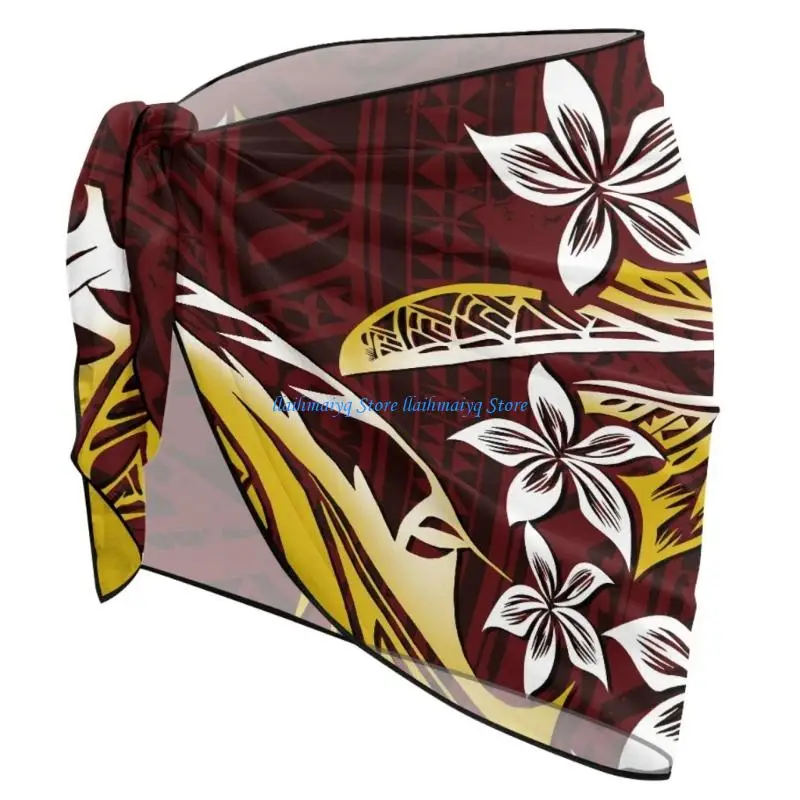 573B Women Beach Cover Up Printed Sarong Swimsuit Cover Up Pareos Coverups Swimwear
