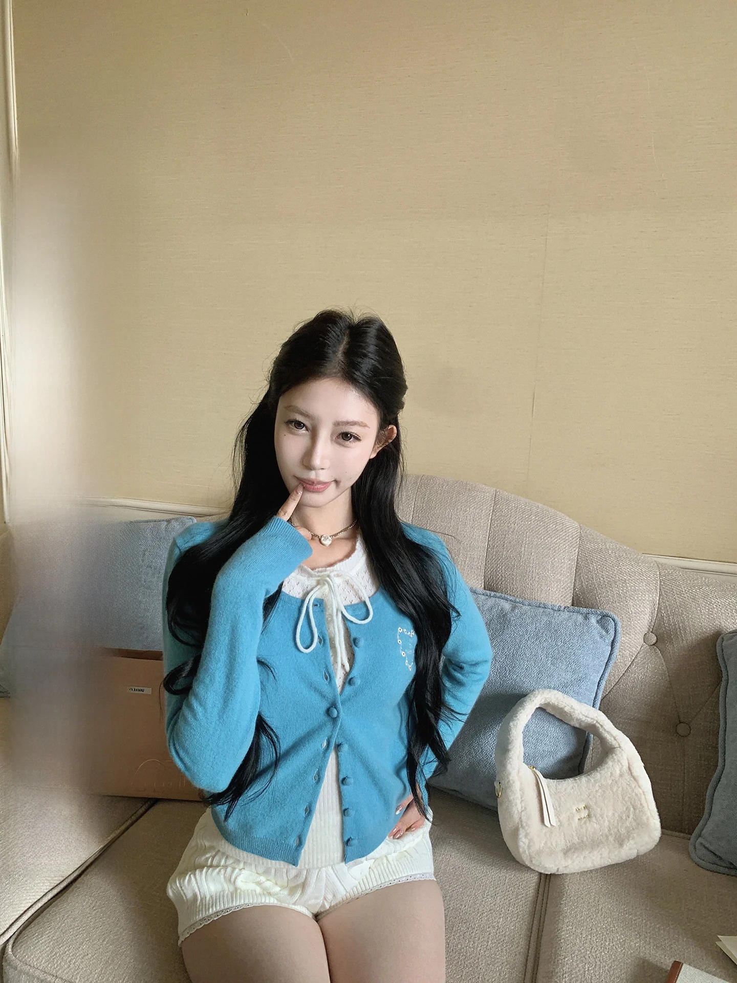 

Вязаный кардиган Pinksoya Sweet Sister Gentle для женщин, осенне-зимний, приталенный, с длинным рукавом, круглым вырезом, стандартный крой