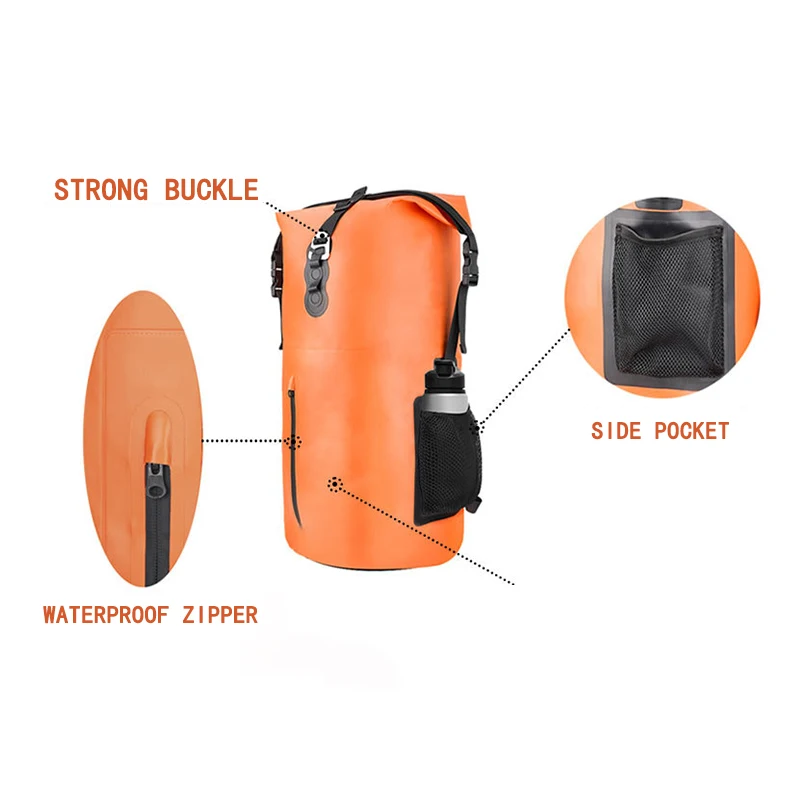 Saco seco flutuante impermeável, Roll Top Motocicleta Mochila, Saco seco para passeios de caiaque ao ar livre, Rafting Pesca Camping Caminhadas, 35L