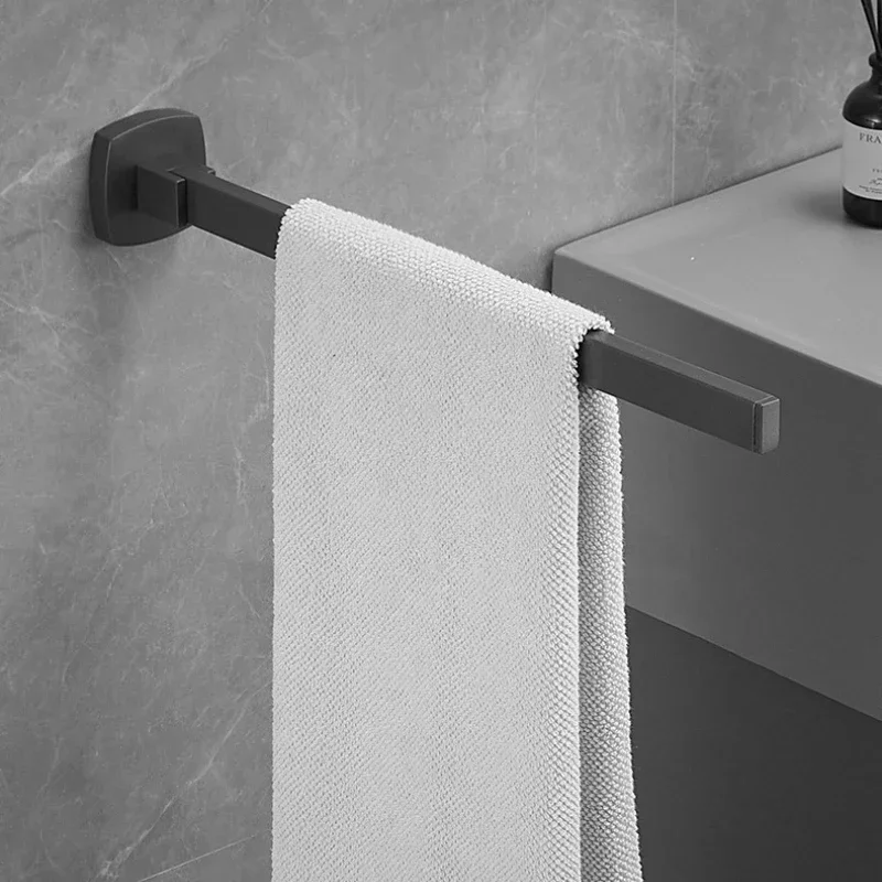 Anti Rust Stainless Steel Tube Towel Rack Gun Gray Non Perforated Folding Activity Towel Pole Wall Mounted Towel Hanger