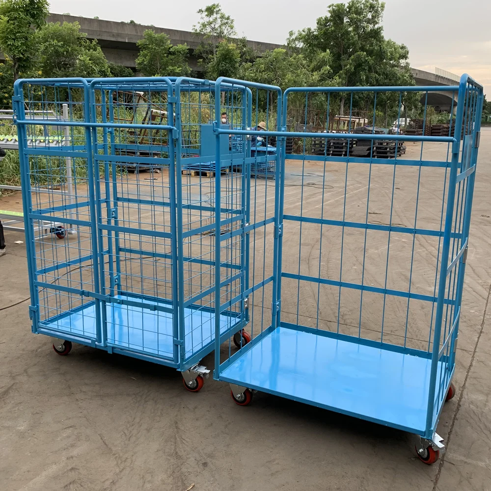 Heavy Duty Rigid A-Frame Welding Wire Mesh Rolltainer With Zinc Galvanized Surface ISO9001 Certified For Warehouse