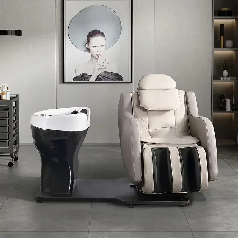 Modern Hair Salon Furniture Backwash Units Shampoo Bed Electric Massage Hair Washing Chair Bowl