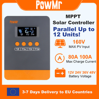 PowMr MPPT 100A 80A Solar Charge Controller Solar Panels Regulator 12V 24V 36V 48V Parallel Up 12 Units For Lead Lithium Battery