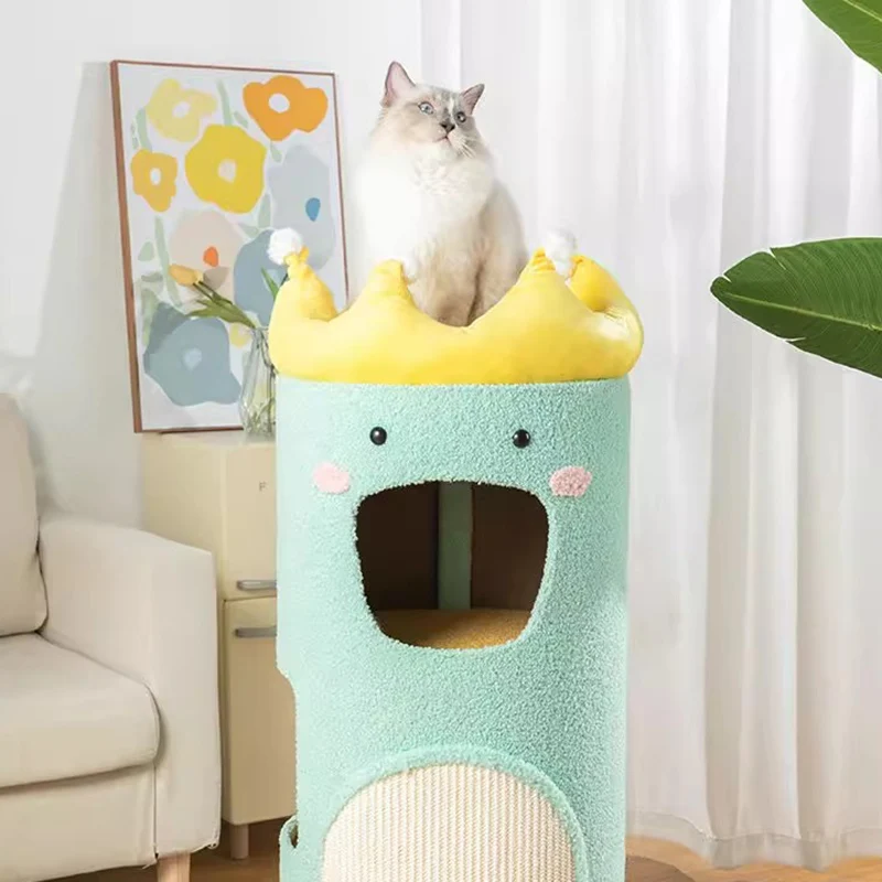 Modern Originality Cat Cardboard Nordic Simple Wooden House Playground for Cat Scratching Post Hole Pet Products Arbol Gato FYCT