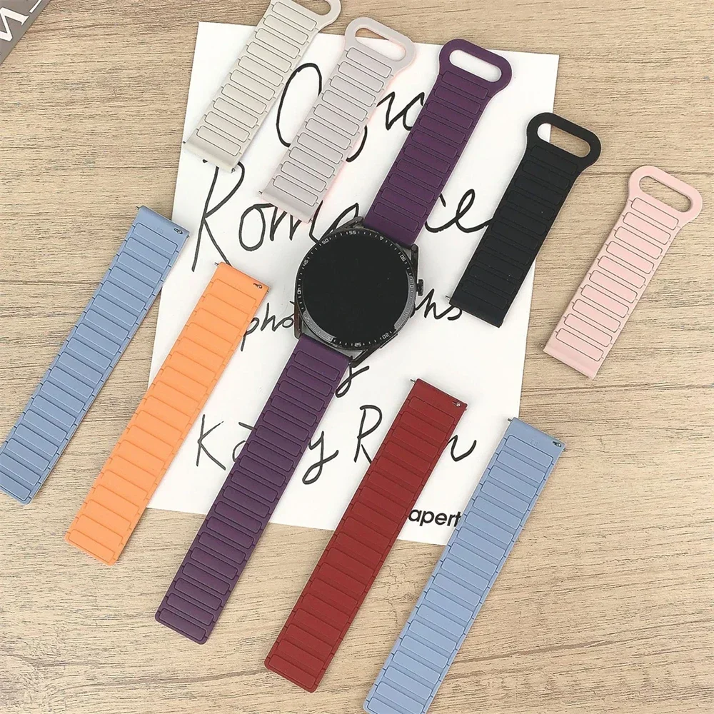 Ремешок с магнитной петлей для Samsung Galaxy watch 7 FE 6/5 pro/4/Classic, водонепроницаемый силиконовый браслет 20 мм 22 мм, ремешок huawei GT 3-4-5