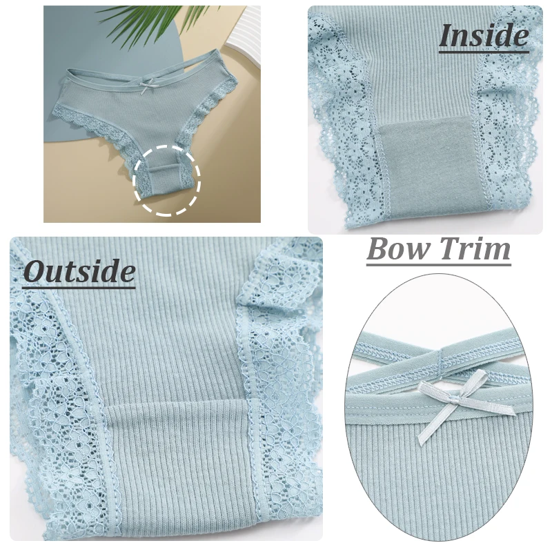 3PCS/Set Women Cotton Panties Sexy Low Rise Lace Brazilian Panties Hollow Out S… - Image 3