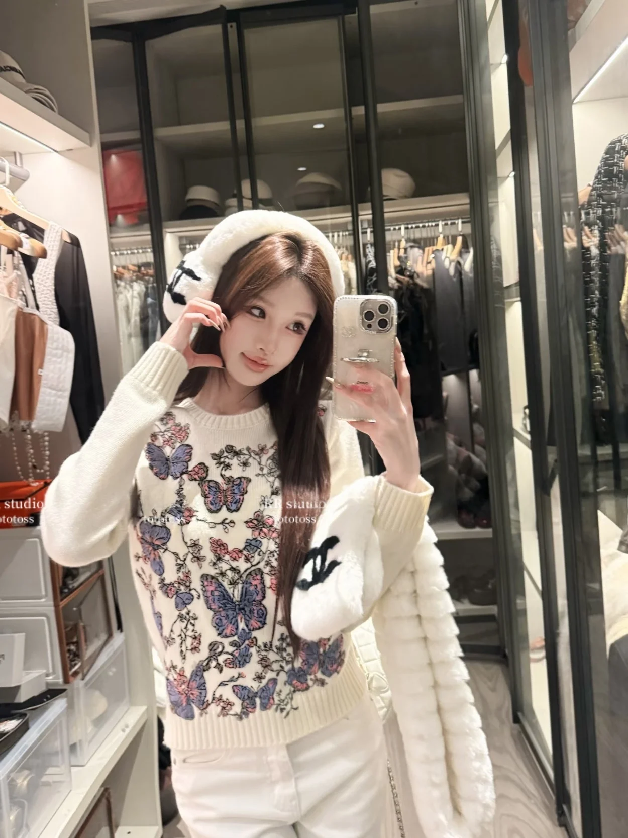 

Трикотажный свитер с вышивкой, утепленный, с длинным рукавом, для повседневной носки, приталенный, из смеси хлопка и шерсти, весенний