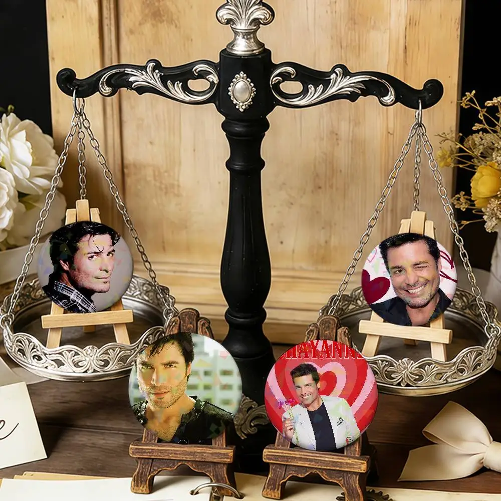 Singer meme art C-Chayanne Bailemos Otra Vez Round Pin Brooch Laser Badges Collect Gifts Cosplay Clothes Backpack Decor