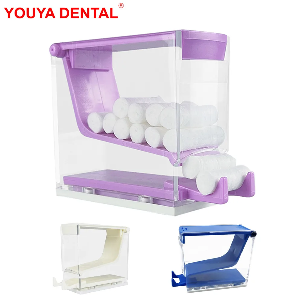 1pcs Dental Cotton Roll Dispenser Holder Press Type Cotton Roll Storage Box Case Organizer for Dentist Clinic Dentistry Lab Tool