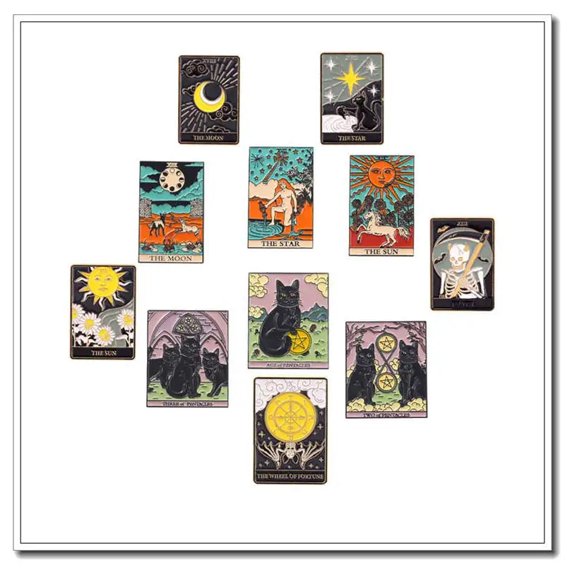 Astrology Servant Enamel Pins Custom Skeleton Tarot Brooches Lapel Badges Bag Gothic Dark Witch Jewelry Halloween Gift For Lover