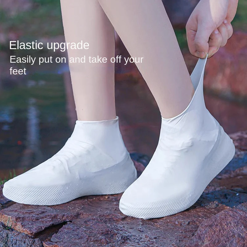 

1/2 Pair of Non Slip Waterproof Shoe Covers Silicone Sole Reusable for Rain Snow Multiple Sizes Unisex White Travel Shoe Coat