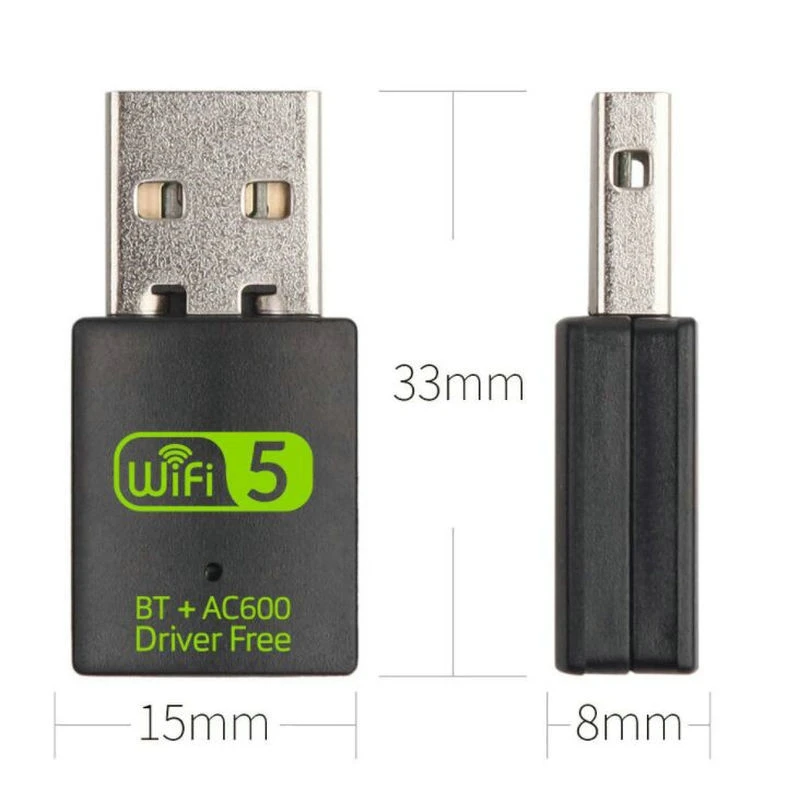 600Mbps USB Wifi Adapter Driver Free Bluetooth 5.0 Dual Band Network Card Dongle For Windows XP/7/8/8.1/10