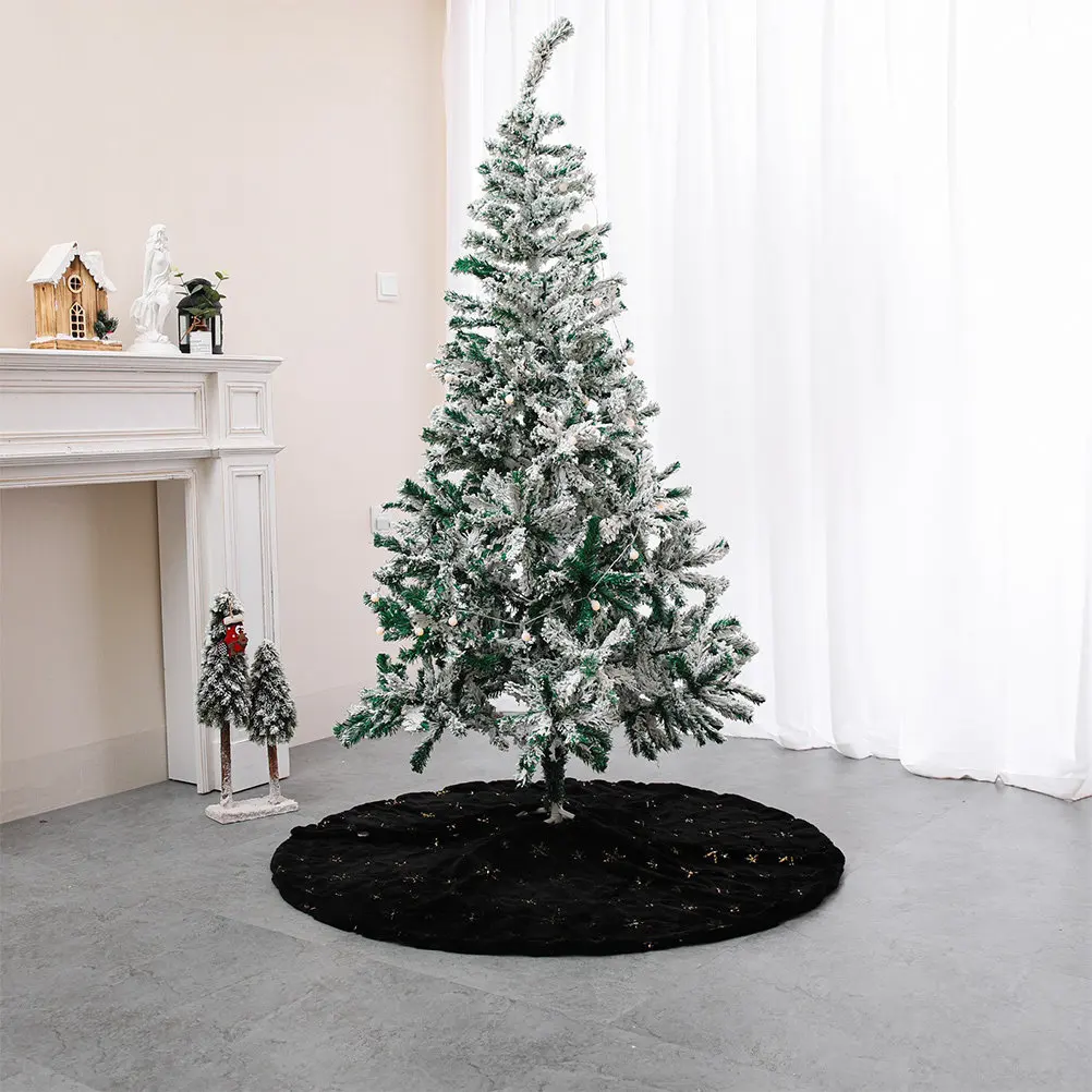 

1Pcs Christmas Tree Skirt Large Universal Snowflake Design Elegant Xmas Tree Apron for Home Bar Mall Shop Hotel Decor