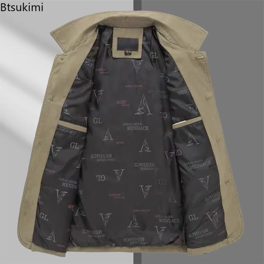 2025 New Men's Pure Cotton Jackets Fashion Simple Dad Clothes Spring Autumn Loose Lapel Button-up Coats Men Business Casual Tops