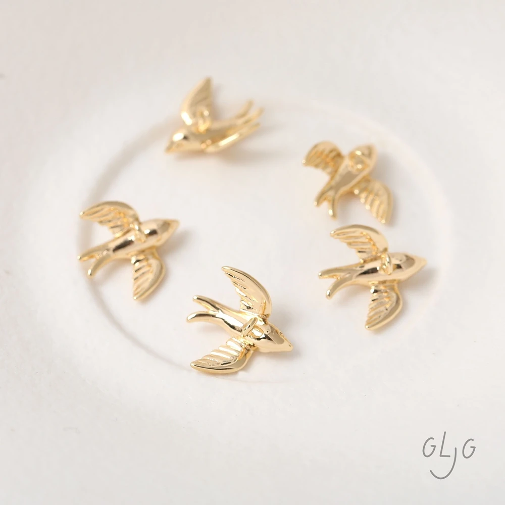 4PCS Brass 18K Gold Plated Exquisite Bird Swallow Pendant Necklace Jewelry DIY Making Supplies Material Accessories view 3