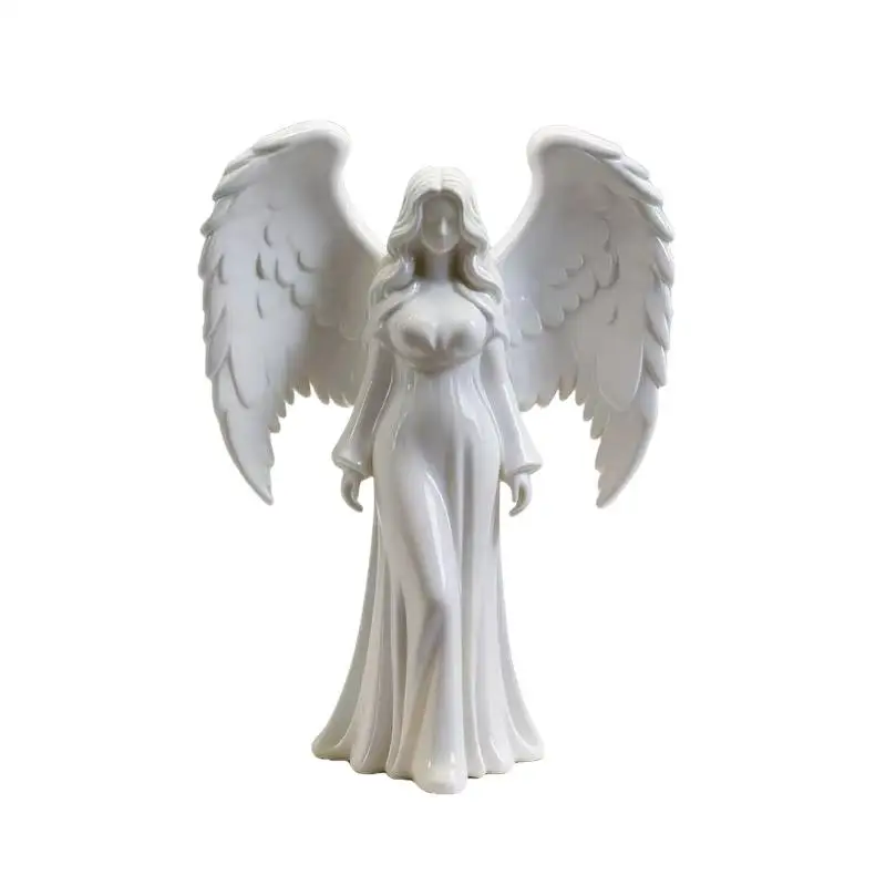3D Printed Water Resistant White Angel Sculpture Feather Wings Ornament for Bathroom Desktop Home Decor Gift