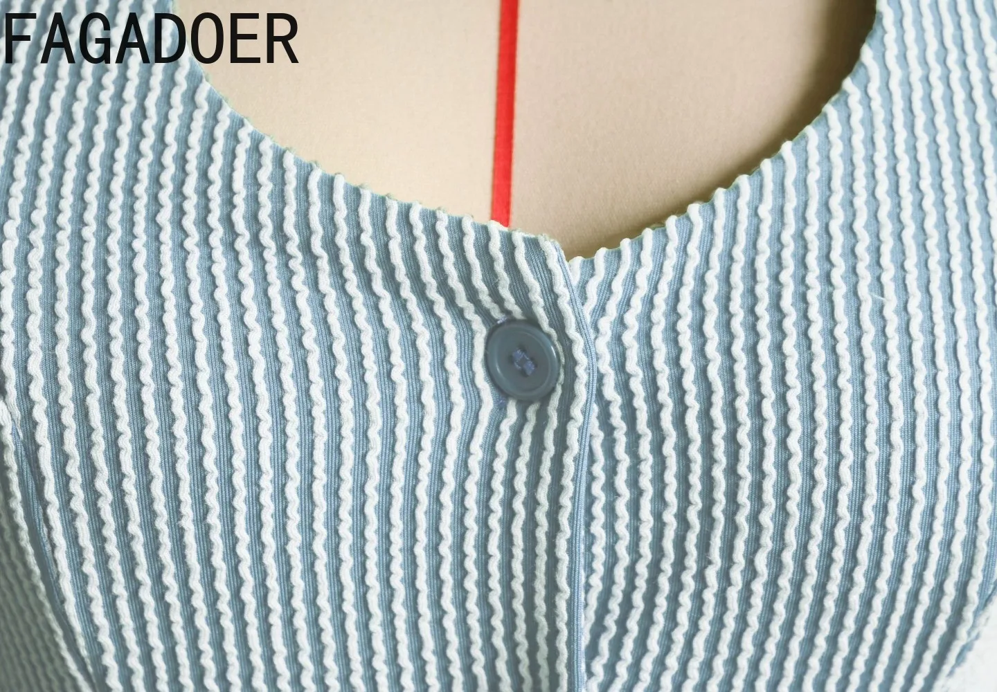 FAGADOER Fashion High Quality Ribber Pleated Mini Dresses Women Halter Sleeveless Backless Button Slim Vestidos Spring Clothing