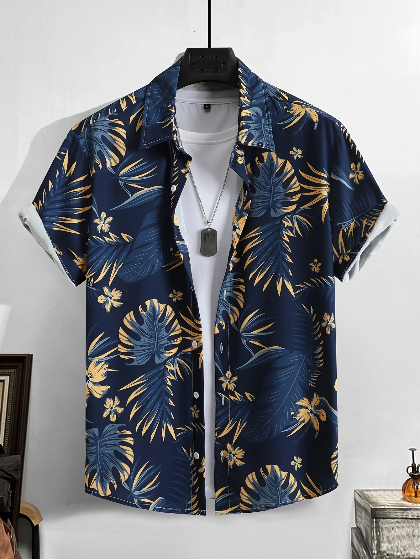 قمصان على طراز هاواي قمصان رجالية فضفاضة بأكمام قصيرة، عطلة الشاطئ ومغامرة عطلة نهاية الأسبوع قمصان شجرة النخيل مطبوعة ثلاثية الأبعاد