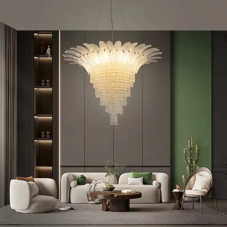 LED French Designer styles Crystal Chandelier with Adjustable Height,Modern Ceiling Light Fixture for Living Room, Dining Room