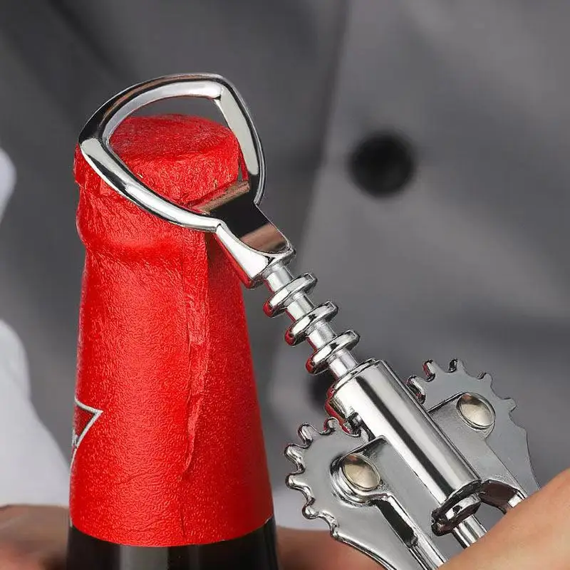 50pcs Stainless Steel Wine Bottle Opener Handle Pressure Corkscrew Angel Wing Red Wine Openers Kitchen Bar Tool