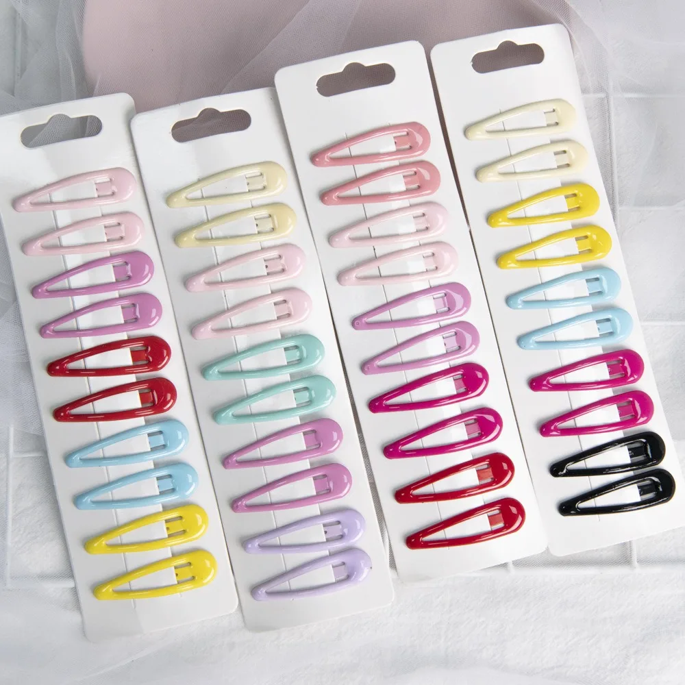Korean Style Candy Color Metal Hair Clips Cute Waterdrop Shape Girls Hairpins for Kids Daily Sweet Style Hair Accessories