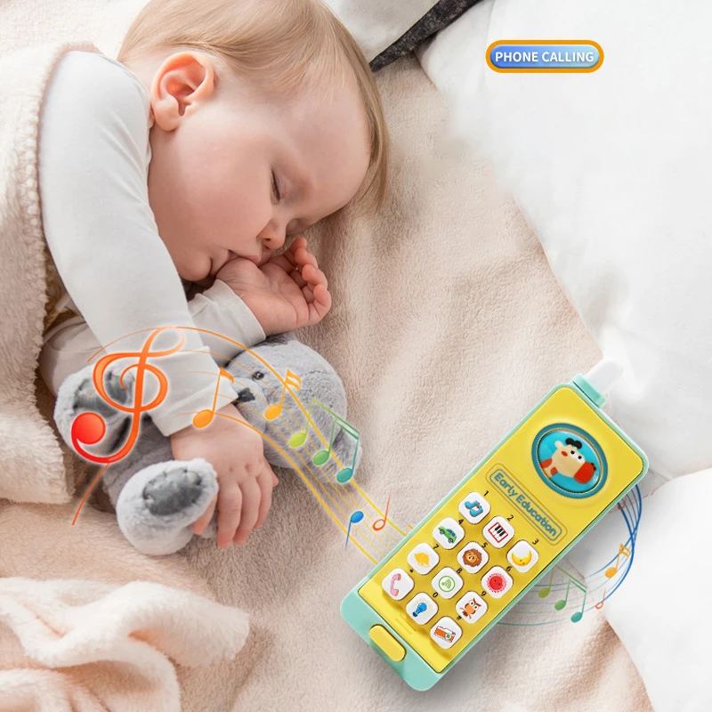 Téléphone portable d'apprentissage précoce pour enfants, jouets de téléphone portable de dessin animé, simulation de musique, cadeau d'anniversaire amusant pour enfants