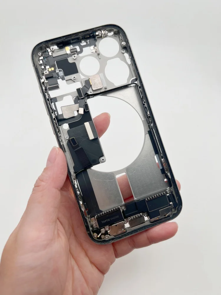 95% New, Disassembled Middle Housing Chassis Frame with Speaker Charging Bluetooth Flex for iPhone 15 Pro Max 15 Plus