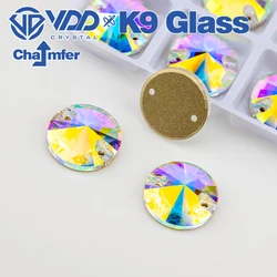 VDD Rivoli S255 Crystal AB Top Quality K9 Glass Sew On Rhinestones Crystal Flatback Sewing Strass Stones For DIY Crafts Garment