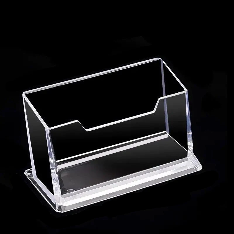 3Pcs Single Layer Transparent Acrylic Desktop Business Card Display Stand Box Office Business Card Holder Desk Shelf Storage Box
