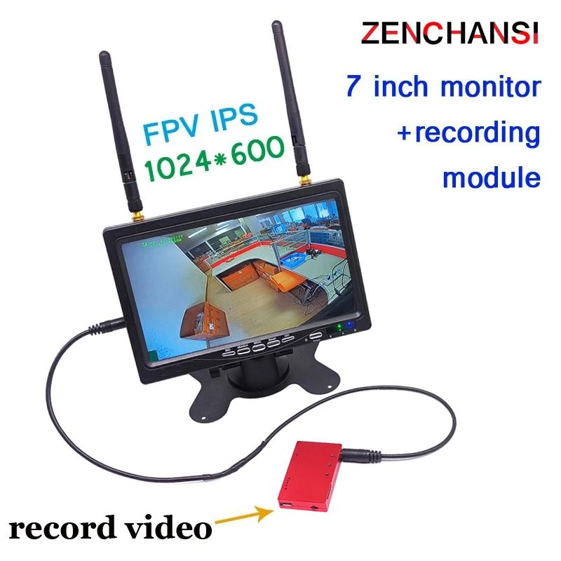 Easy to Recording Mini DVR HD Video Recorder Recording or Snapping Photos for FPV AV Monitors 1024*600 7inch Dual Antenna