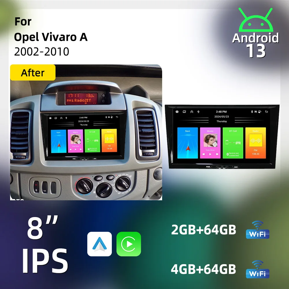 Autoradio 2 Din For Opel Vivaro A 2002-2010 Carplay Android Radio GPS WIFI Auto Car Multimedia 8