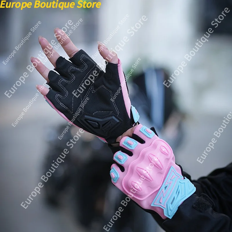 Motorbike Bicycle Riding Half Finger Motorcycle Gloves Summer Breathable Shockproof Anti Slip For Men Women Protective view 6